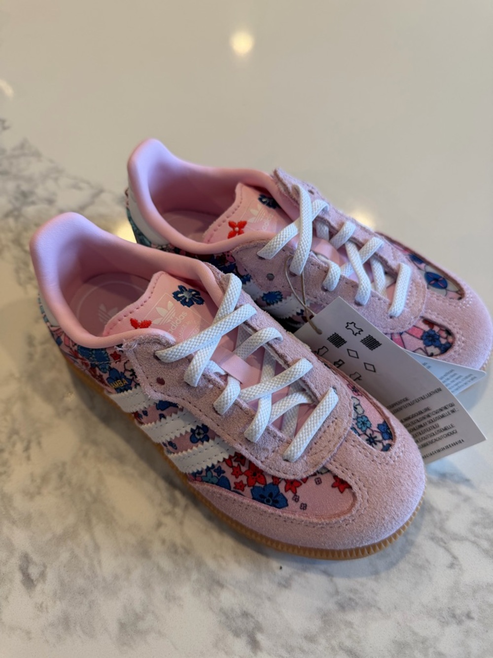 adidas Kids Pink Floral Suede & Canvas Sneakers